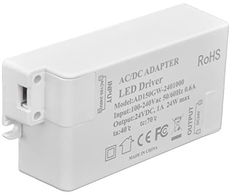 Phefop Transformación de Luz LED, Fuente de Alimentación Eficiente de Voltaje Constante de 24V 1A LED para DIY AC