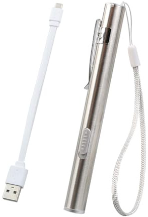 KEWAYO USB Pen Light, Stainless Steel Mini Flashlight, Rechargeable Mini Torch, Torch for Home and Outdoor Activities