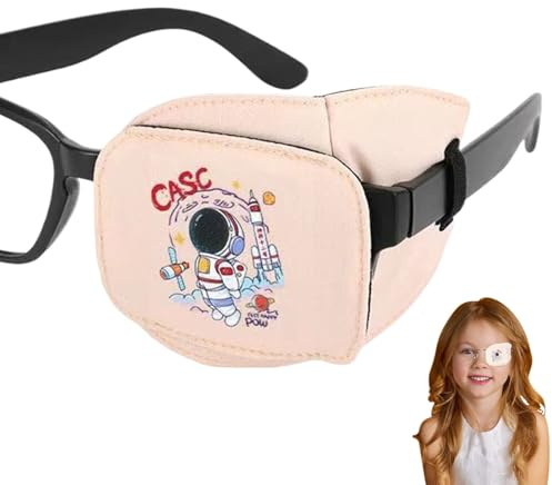 Eye Patch Glasses Shield, Cotton Soft Cover, Kids Guard Gentle Light Blocking Comfort Inner Fabric Design Secure Ocular Training Support 6.5x8.5cm for Daily Visibility Practice