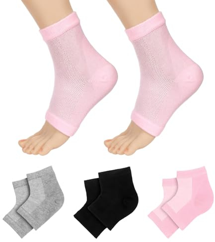 3Pcs Gel Heel Sports Sock, Moisturizing Heel Socks, Toeless Gel Socks for Kids with Heels Discomfort Severs Plantar Fasciitis Heels Pain