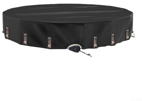 HEBEOT Bâche de piscine ronde avec serrage rapide breveté à cliquet résistant aux déchirures en tissu Oxford chauffant solaire pour piscines hors sol Noir 3 m