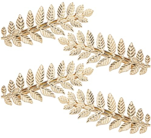 Operitacx Lot de 4 Barrettes à Cheveux Dorées à Ressort Motif Feuille, Accessoires de Coiffure pour Femmes, Pinces Décoratives pour Cheveux Épais, Clips Maniables pour Coiffures