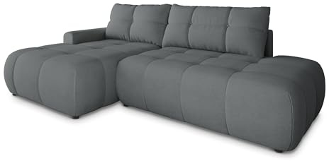 Masseno Ecksofa FLUMA CL L-S mit Schlaffunktion L-Form, Modern Sofa mit Bettkasten, Wohnzimmersofa, Couch, Soffa, Bettsofa, Couchgarnitur - Grau, Castel 93