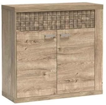 Masseno Kommode Yasuo 102 cm Sideboard mit Schubladen und 2 Türen für Wohnzimmer Schlafzimmer Modern 102x40,5x99 cm Eichefarben
