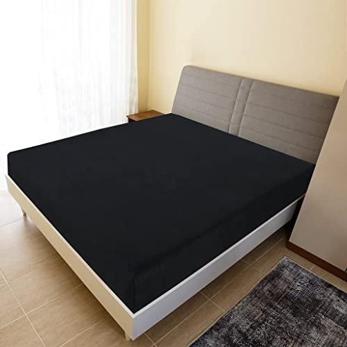 Ziaphsol Spannbettlaken Jersey Schwarz 100 x 200 cm 110 g m² aus Baumwolle für Matratze, Bettbezug, Boxspringbett, topper und Wasserbett für Komfort beim Aufziehen