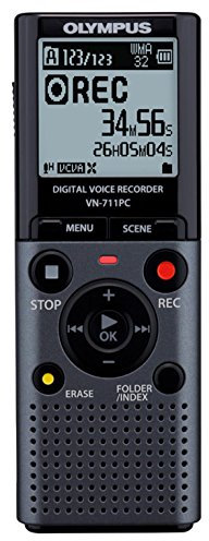 Olympus VN-711PC Voice Recorder with Flash 2GB Memory, WMA and Up to 72 Hours Battery Life - Grey