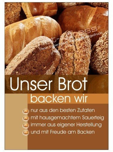 net-xpress Werbeplakat Unser Brot für Bäckerei-Werbung DIN A1, Plakat Poster