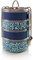 Indian-Tiffin Lunchbox peinte à la main 4 niveaux Bleue