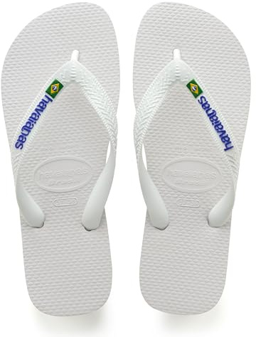 Havaianas Brasil Logo Unisex Adults FlipFlop White 4.5/5 UK
