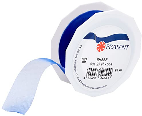 C.E. Pattberg Sheer Organzaband Royalblau, 25 m Geschenkband zum Einpacken von Geschenken, 25 mm Breite, Zubehör zum Dekorieren & Basteln, Dekoband für Präsente