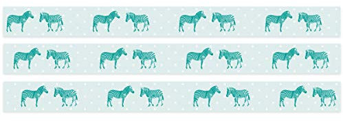 Wandkings Bordüre - Wähle ein Motiv - Zebra Türkis - 3x selbstklebende Wandbordüren je 150 cm - Gesamtlänge: 450 cm - Höhe: 12,5 cm