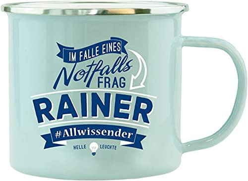 History & Heraldry Echter Kerl - Emaille Becher Rainer - individuelle und personalisierte Tasse mit Name und Spruch