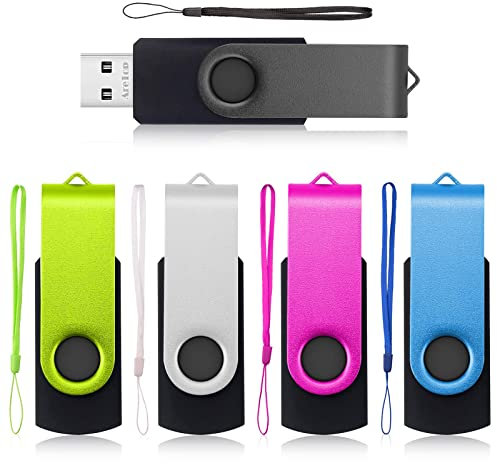 USB Stick, AreTop 64GB Memory Stick 5Pack, USB Flash Drive 64GB, Metal Multicolored High Speed USB 2.0 Flash Drive for Data Storage with 5pcs Ropes