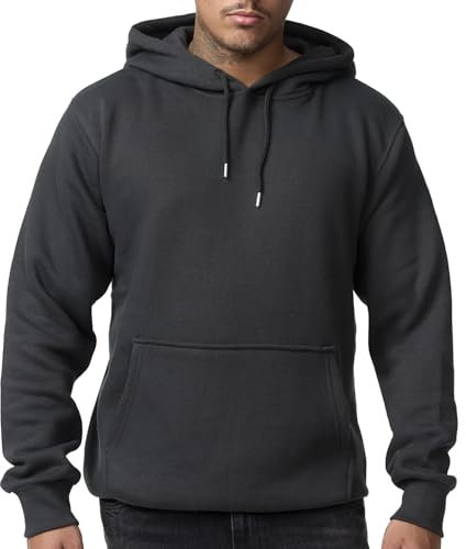 Smith & Solo Herren Kapuzenpullover – Sweatshirt Pullover Rundhals – Langarm – Slim – Fit – Training – Hoodie – Pulli – Hochwertige Baumwollmischung Männer, Anthrazitkapuze, XXL