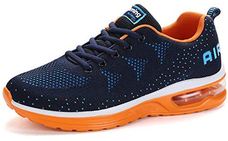 frysen Chaussure Sport Homme Femme Air Baskets Confortable Trail Coussin d'air Trainer Fitness Mode Running Sneakers Blue Orange 46