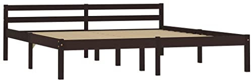 vidaXL Kiefernholz Massiv Bettgestell Holzbett Doppelbett Futonbett Massivholz Bett Bettrahmen Lattenrost Schlafzimmerbett 180x200cm Dunkelbraun