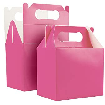 SHATCHI 10pcs/20pcs/30pcs Cardboard Lunch Takeaway Birthday Wedding Carry Meal Food Cake Party Box Childrens Loot Bags, Light Pink
