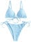 ZAFUL Damen Gepolstert Bikini Set, Einfarbig Bikini Badeanzug mit Dreieck Cup Spaghetti-Träger (Hellblau, S)