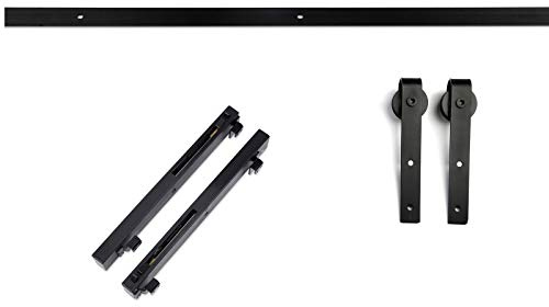 SOTECH Schiebetüren Set LOUNGE-1 2 m seitlich anschraubbar Soft-Close | schwarz Schiebetürensystem Laufrollen-Ø 70 mm