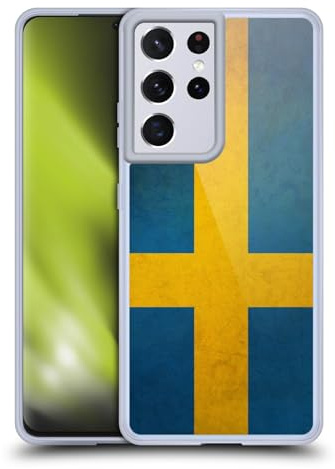 Head Case Designs Schweden Schwedisch Sverige Nordisch Fußball Vintage Flaggen Gelhülle [Militärischer Schutzgrad] Kompatibel Mit Samsung Galaxy S21 Ultra 5G Und Kompatibel Mit MagSafe