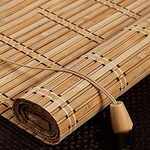 JIAOLUN123 Store Bateau en Bambou Rideau en Bambou Store à Rouleau en Bois Protection Solaire Enrouleur à Traction latérale pour fenêtres et Portes,Taux de Shading 50%,Personnalisable (130 x 240 cm)