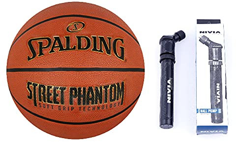 Spalding Street Phantom Orange Basketball Exellent Grip Professioneller Basketball für Outdoor-Macthes Digital Gedruckt Größe 7 mit Luftpumpe für Volleyball Fußball