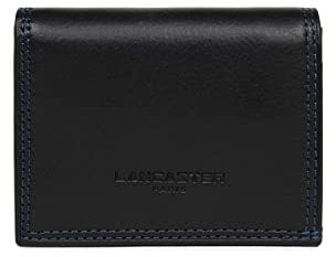 Lancaster | Soft Vintage Homme - Porte-Monnaie Cuir de Vachette Pleine Fleur Noir - Bleu