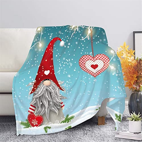 HUGS IDEA Weihnachtswichteldecke Plüsch Flauschige Überwürfe für Erwachsene Kinder Geschenk für Patienten Besuch Schneeflocke Herz Decken Niedlich Betttuch Schlafzimmer Wohnzimmer L