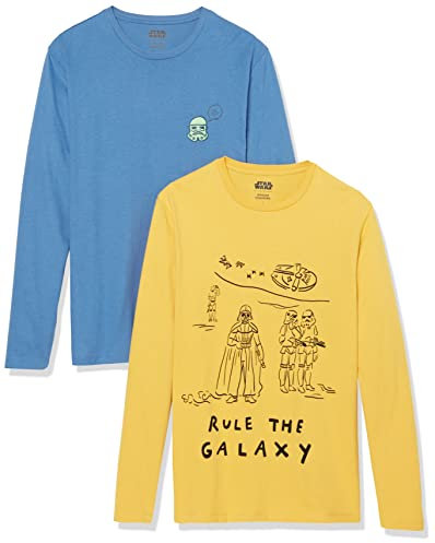Amazon Essentials Disney | Marvel | Star Wars Men's Long-Sleeve T-Shirts, Pack of 2, Star Wars Troopers, S
