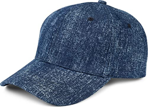 styleBREAKER Unisex Jeans Baseball Cap meliert, 6-Panel Denim Basecap, Metallschnalle verstellbar 04023087, Farbe:Dunkelblau