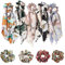 Lot de 5 bandeaux pour cheveux, 4 bandeaux à fleurs en mousseline de soie, élastiques à fleurs, accessoires de cheveux tendance pour femmes et filles