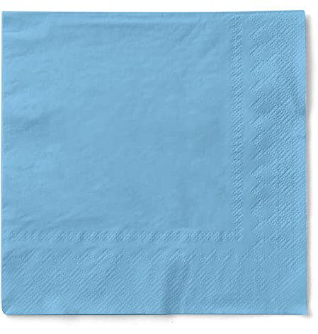 Tissue Serviette 3-lagig saugstark Ideal für Partys Feste und Gastronomie 33 x 33 cm 100 Stück Farbe hellblau