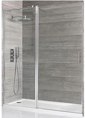 MILANO Chrome Hinged Door Shower Enclosure Drying Tray 1600 x 760mm