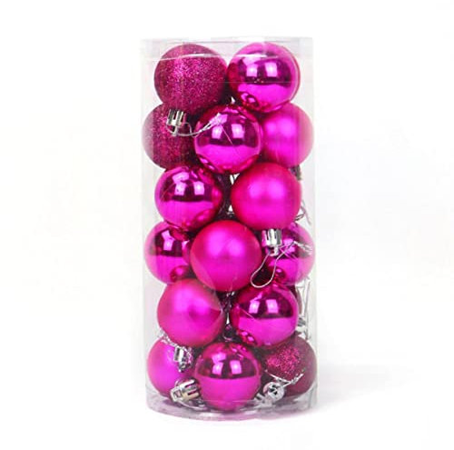 36 Stück Weihnachtskugeln Ornament 4 cm Weihnachtskugeln zum Aufhängen Weihnachtsbaumschmuck Glitzer Christbaumkugel Neujahr Dekor-Rose Rot, USA, 3 cm