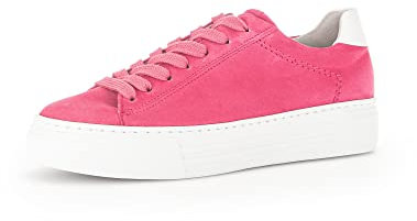 Gabor Damen Low-Top Sneaker, Frauen Halbschuhe,Wechselfußbett,Moderate Mehrweite (G),Laufschuhe,straßenschuhe,Camelia/Weiss,37 EU / 4 UK