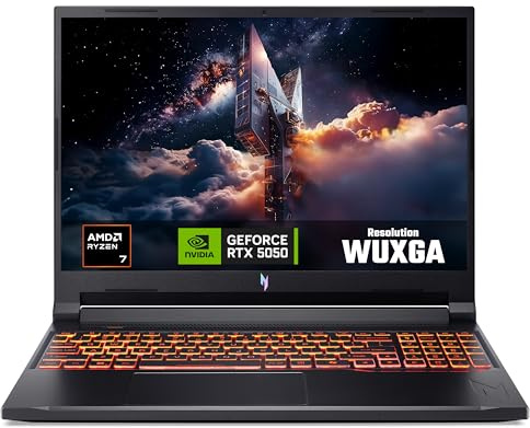 Acer Nitro V16 AI ANV16-42 Gaming Laptop - AMD Ryzen 7 260, 16GB, 512GB SSD, NVIDIA GeForce RTX 5050, 16 WUXGA 180Hz, Windows 11, Black
