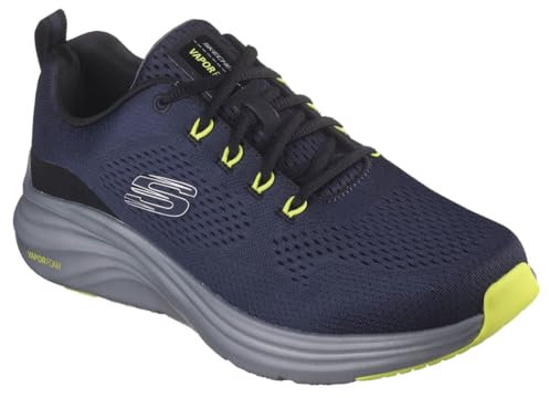 Skechers Vapor Foam, Zapatillas Hombre, Malla sintética Azul Marino con Ribete de Lima, 43 EU