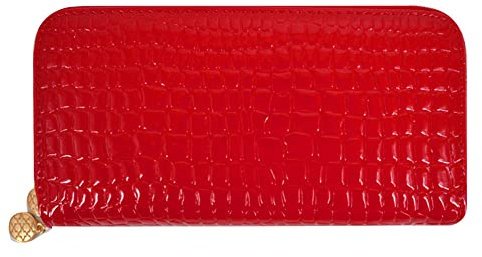 Aisi Portefeuille en cuir verni pour femme - Porte-cartes de crédit - Organisateur de pièces de monnaie, Rouge, 1