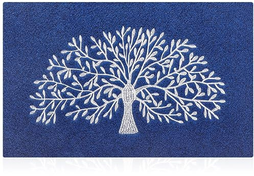 AOAOPQ Front Door Mats Indoor Washable Floor Mat Inside Heavy Duty Non Slip Entrance Rug Shoes Scraper Absorbent Thin Door Blue Mat