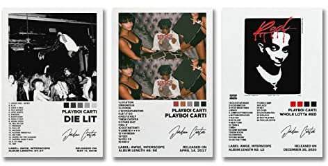 KUCOON Playboi Carti Leinwandbild, Albumcover-Poster, 20 x 30 cm, ungerahmt, Schlafzimmer-Dekoration, 3 Stück
