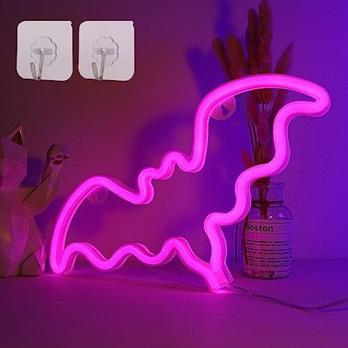 ENUOLI Bat Neon Signs, Bat Neon Night Light USB or 3-AA Battery Powered Neon Light Pink LED Wall Lights Bat Neon Wall Light for Girls Bedroom Kids Room Birthday Gift Wedding Party Decor (Pink)