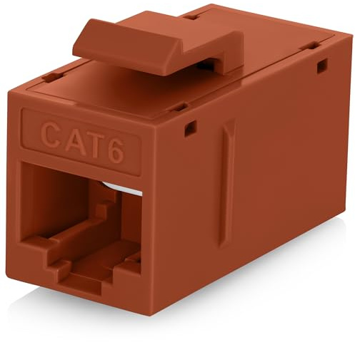 Everest 6-Pack Cat6 RJ45 Keystone Couplers - Female to Female - Orange - Cat 6 Ethernet Cable Extender