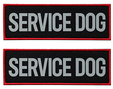 FITZNORA 2-teiliges reflektierendes Servicehunde-Patch-Set mit Klettverschluss, bestickter Rand mit gedruckten Buchstaben, Patch für Hundeweste, Geschirr (11,9 x 3,8 cm)