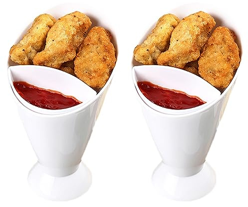 Salatbecher Pommes Frites Halter, 2 Stück Kegel Salat Becher, 2 In 1 Snackschale Pommesschale Mit Herausnehmbarer Dip Schüssel, Fingerfoodhalter Für Snack Lagerung