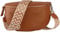 MIRROSI® Bauchtasche Damen, Echtleder, Made in Italy, Umhängetasche, Brusttasche, Crossbody Bag (1 Tasche & 2 Gurte) (Cognac (Bohemian Braun Beige), Große Tasche (28x18x9cm))