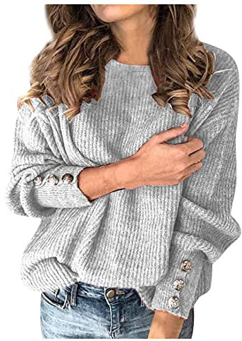 Solide Farbe Schal Führer Taste gestrickte Pullover Warme Oberteile Cowl Top Mode Longpullover Rundhals Langarm Oberteil Gestrickte Damenpullover Feinstrickpullover Lässig Herbst Und Winter