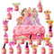 Barbi Tortendeko Geburtstag Mädchen, 21PCS Prinzessin Tortendeko Geburtstag Mädchen, Barbi Cupcake Topper, Prinzessin Torten Deko Mädchen, Prinzessin Muffins Deko, Barbi Geburtstags Deko für Mädchen