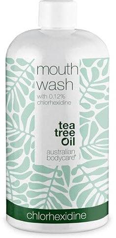 Mouthwash with Chlorhexidine & Tea Tree Oil - 500 ml | Cares for and relieves Sore and Bleeding Gums | for a Healthy Oral Hygiene Without Bad Breath | 100% Vegan and Dermatologically Tested