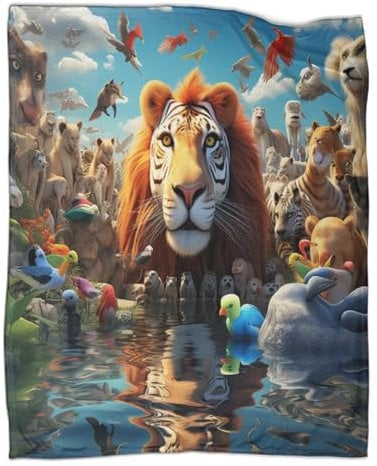 GAUDIE 3D-Poster, Tiere, Fleece-Überwurf, Herbst- und Winter-Flanelldecken, Zuhause, 3D-Mode, weiche Decken, Kinder- und Baby-Plüschdecke, 150 x 200 cm