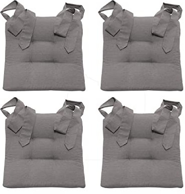 MAGMA Fino Stuhlkissen Sitzkissen Schleifenband Auflage Polster Stuhl Stuhlauflage Rattanstühle extra dick Esszimmerstühle 4er Set Indoor Outdoor (Grau)